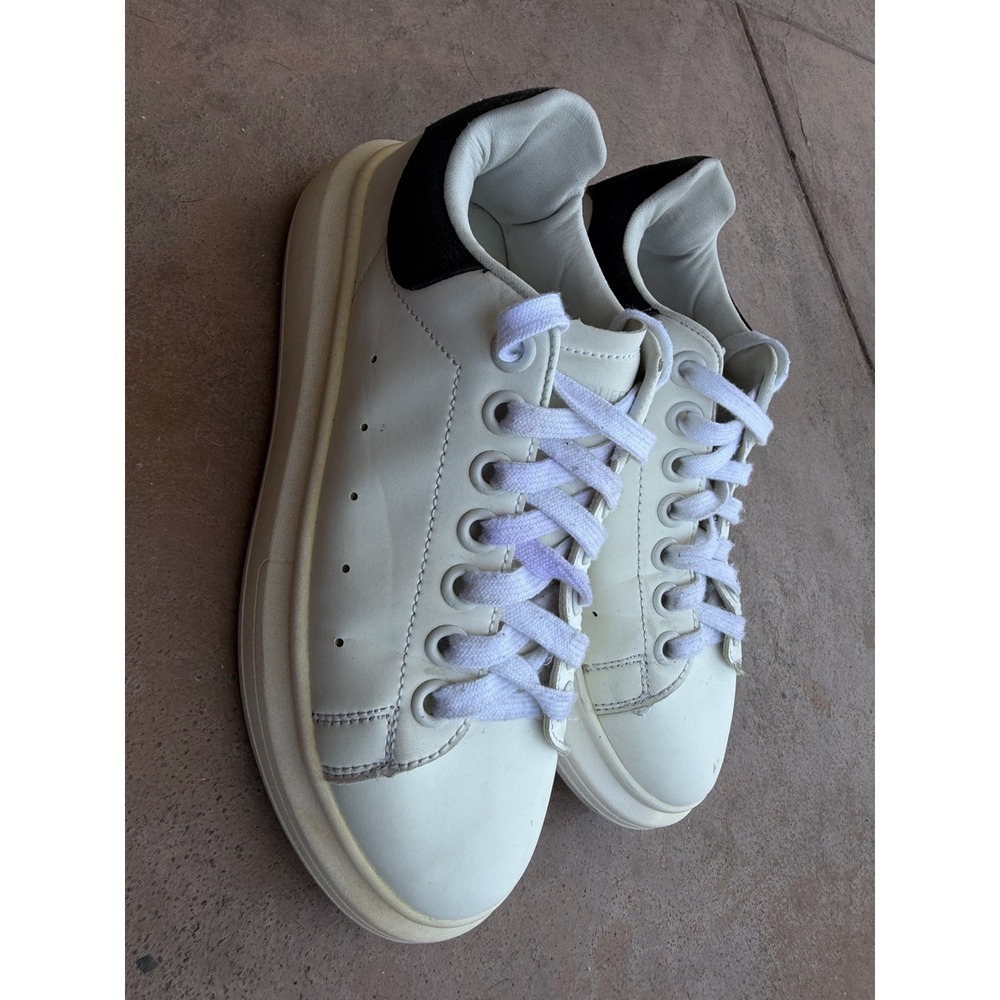 Alexander McQueen Oversized Sneakers White Black Leather Women's Size 6